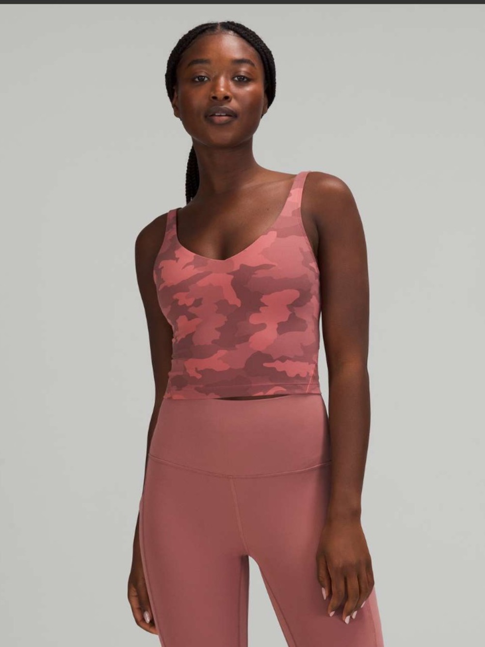 Lululemon Align Cropped Tank Briar Rose Camo Size 4 Small Padded Yoga